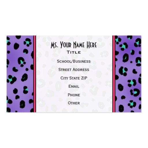 Purple Leopard Print Teacher Fashion Business Card
