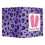 Purple Leopard Print With Pink Flip Flops Binder