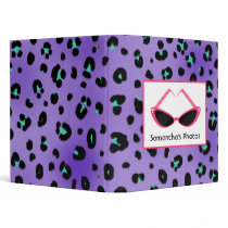 Purple Leopard Print With Retro Pink Sunglasses Binders