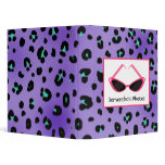 Purple Leopard Print With Retro Pink Sunglasses Binders