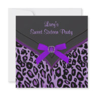 Purple Leopard Sweet 16 Party invitation