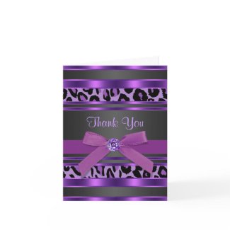 Purple Leopard Thank You Cards card