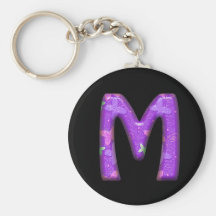 Purple Letter M - Butterfly Alphabet - Keychain