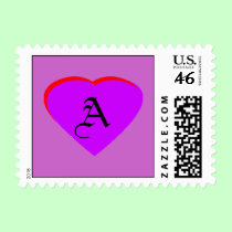 Purple Light - Red Heart Letter A The MUSEUM stamps