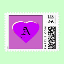 Purple Light - White Heart Letter A The MUSEUM postage