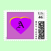 Purple Light - Yellow Heart Letter A The MUSEUM stamps