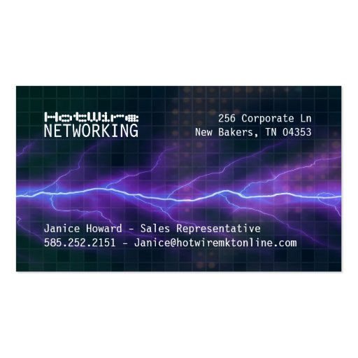 Purple Lightning Electricity Backdrop Business Card Template (front side)