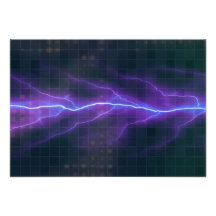 Purple Lightning Electricity Backdrop Custom Invites