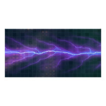 Purple Lightning Electricity Backdrop Customized Photo Card