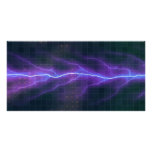 Purple Lightning Electricity Backdrop Customized Photo Card