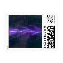 Purple Lightning Electricity Backdrop Postage Stamps