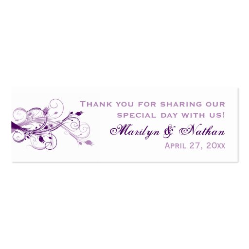 Purple, Lilac, and White Floral Wedding Favor Tag Business Card Templates