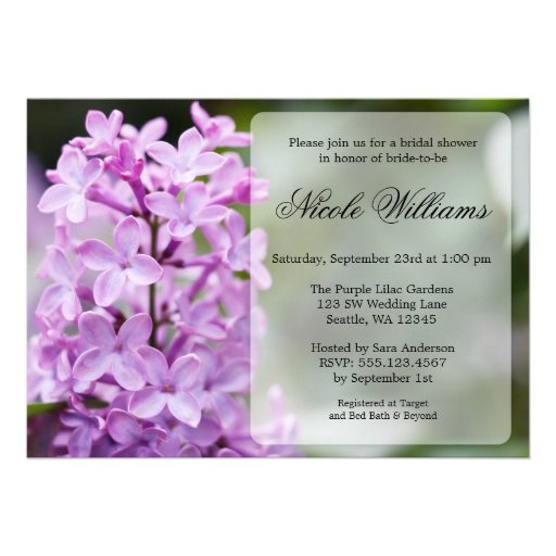 Purple Lilac Blossoms Bridal Shower Invitation