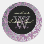 Purple Lilac/Silver Damask/monogram stickers