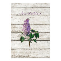 Purple Lilac wildflower floral country wedding Personalized Invitations
