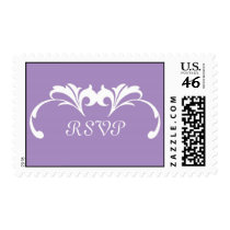 Purple Liliac Scroll RSVP Wedding Postage Stamp