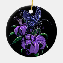 purple, lily, lilies, flower, butterfly, blue, fantasy, art, myka, jelina, mika, butterflies and moths, Ornament with custom graphic design