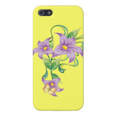 Purple Lily Floral Butterfly Yellow iPhone 5 Case