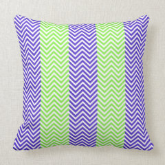 Purple Lime Green Striped Chevron Summer Zig Zags Throw Pillow