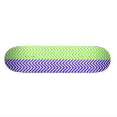 Purple Lime Green Striped Chevron Summer Zig Zags Skate Boards