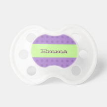Purple Lime Polka Dots Baby Girl Custom Name W1641 Baby Pacifiers