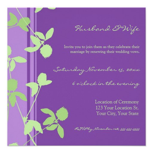 Purple Lime Wedding Vow Renewal Invitations