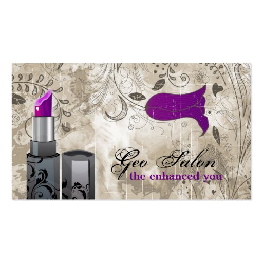 Purple Lipstick Makeup Artist Salon Business Card (front side)