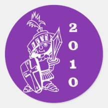 purple, little crusader 2010 round stickers