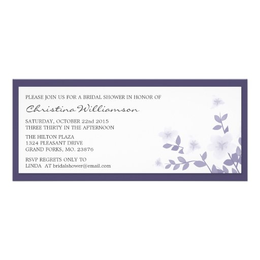 Purple Long Floral Bridal Shower Invitations