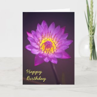 Purple Lotus Flower Birthday Card zazzle_card