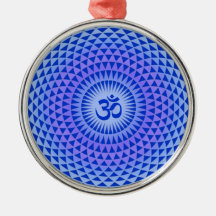 Purple Lotus flower meditation wheel OM Christmas Ornament