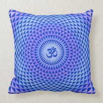 Purple Lotus flower meditation wheel OM Throw Pillows