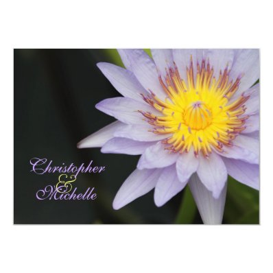 Purple Lotus Flower Wedding Invitation 5" X 7" Invitation Card