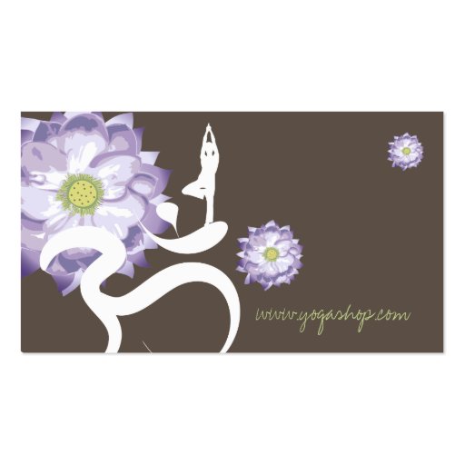 Purple Lotus Flower, Yoga Om Zen Business Card (back side)