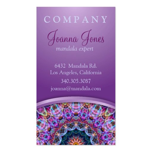 Purple Lotus Mandala Business Card Templates (back side)