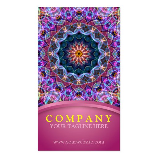 Purple Lotus Mandala with pink Business Card Template (front side)