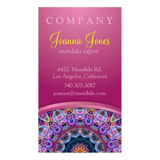Purple Lotus Mandala with pink Business Card Template (back side)