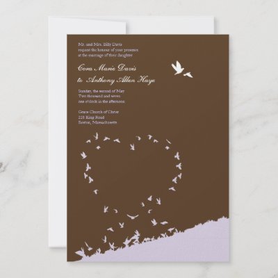 Purple love bird wedding invitation by theonedesigns
