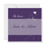 Purple love birds heart wedding / engagement invitation by Cammily