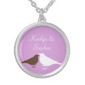 Purple love birds pair keepsake chain jewelry necklace