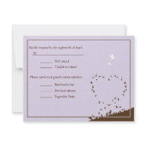 Purple love birds wedding RSVP invitations by theonedesigns Purple love birds wedding RSVP invitations