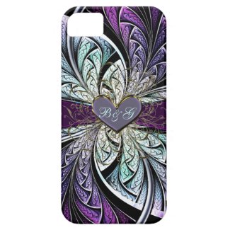 Purple Love Heart Fractal Personalized Case iPhone 5 Cover
