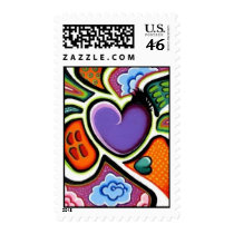 purple love heart stamp