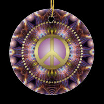 Purple Love Peace Sign NewAge Ceramic Ornament ornaments