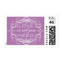 Purple Love Postage Calligraphy