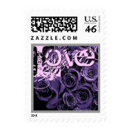 PURPLE Love Rose Bouquet Wedding Stamp stamp