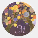 Purple Love Trees Monogram Wedding Favor Stickers