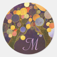 Purple Love Trees Monogram Wedding Favor Stickers