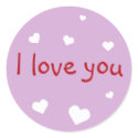 Purple love you Valentine's day custom party favor sticker