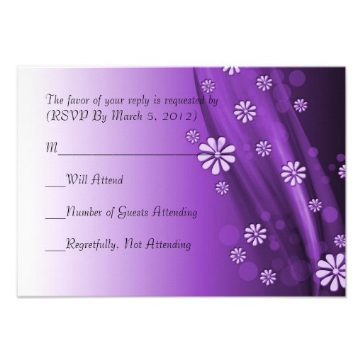 Purple Luxury Floral Wave RSVP card